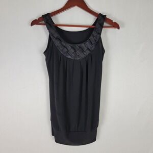 Heart Soul Womens Blouse Extra Small READ Top Black Sleeveless Scoop‎ Neck Shirt
